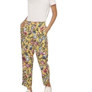 J.Crew Easy Fit Yellow Floral Elastic Waist Pant Size 4T with pockets